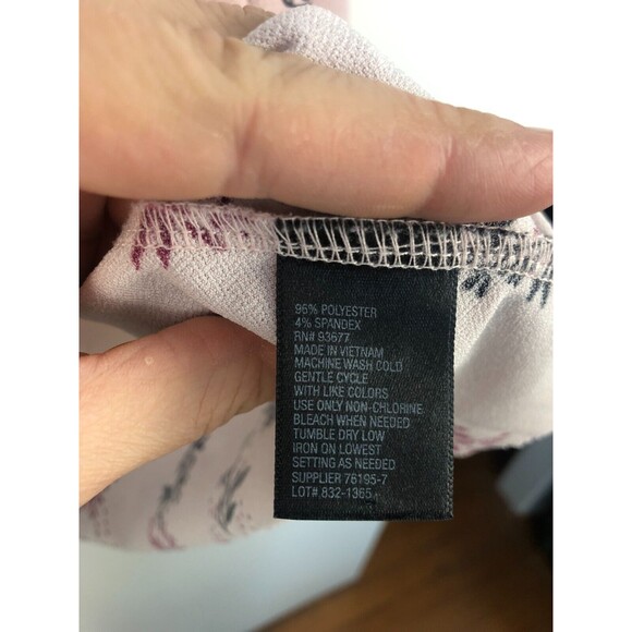 Worthington Pink Floral Cold Shoulder Short Sleeve Blouse Siz XL Raw Hem Stretch - Picture 4 of 9